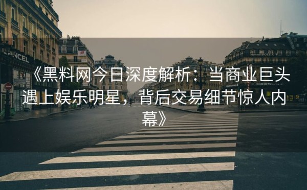 《黑料网今日深度解析：当商业巨头遇上娱乐明星，背后交易细节惊人内幕》