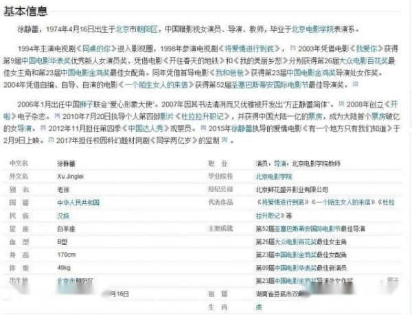 影视才女徐静蕾男友黄立行资料简介
