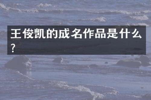 王俊凯的成名作品是什么？