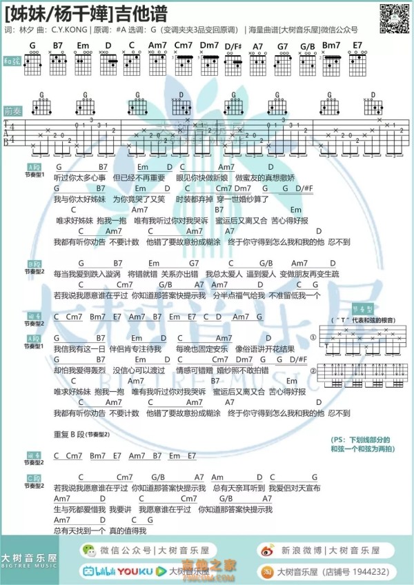 杨千嬅《姊妹》吉他谱