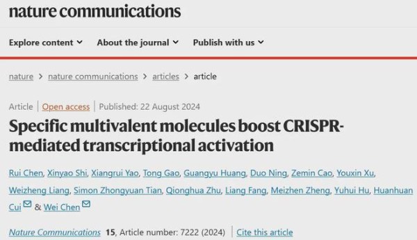 南方科技大学陈炜/崔欢欢合作最新Nature子刊