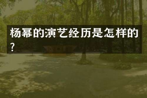 杨幂的演艺经历是怎样的？