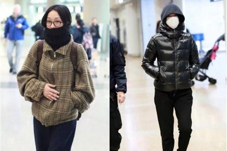女明星的机场街拍，都忙着凹造型，唯独周迅穿棉袄过冬