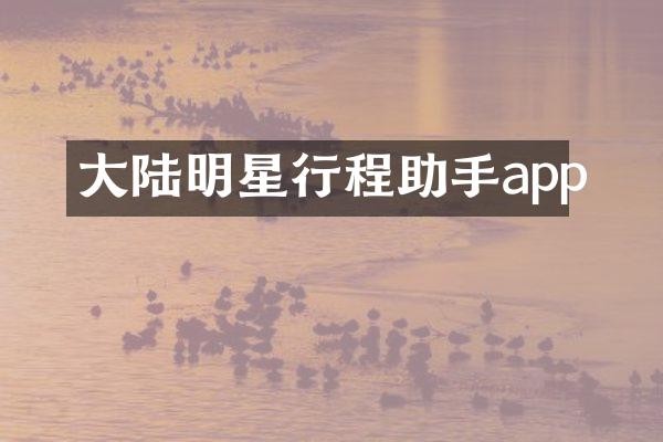 大陆明星行程助手app