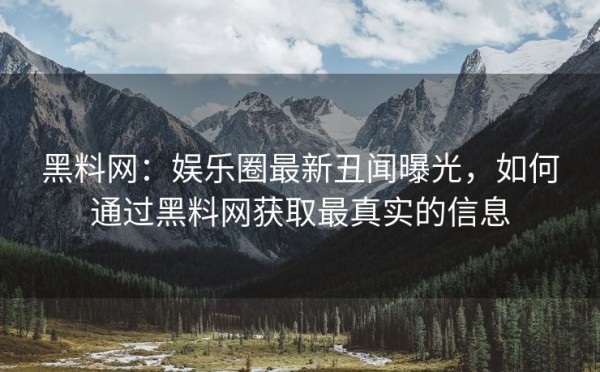 黑料网：娱乐圈最新丑闻曝光，如何通过黑料网获取最真实的信息