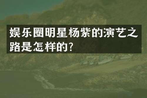 娱乐圈明星杨紫的演艺之路是怎样的？