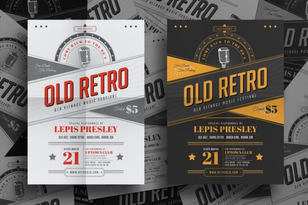 街头创意音乐活动派对传单海报模版素材下载 eOld Retro Vintage Music Flyer