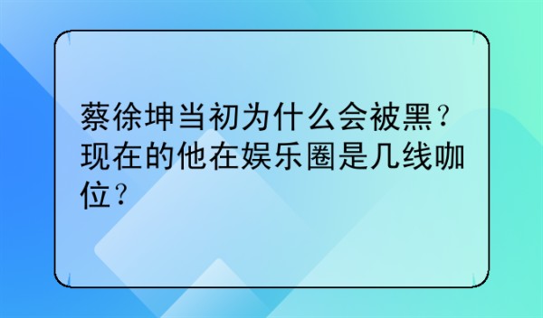 蔡徐坤当初为什么会被黑？现在的他在娱乐圈是几线咖位？