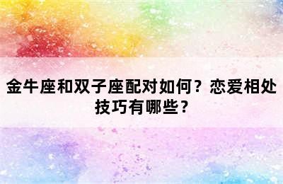 金牛座和双子座配对如何？恋爱相处技巧有哪些？