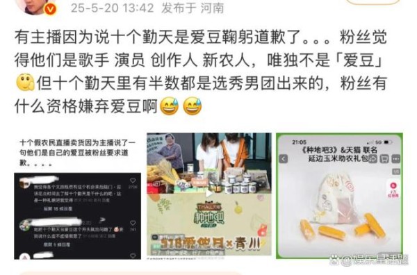 主播因为说十个勤天是爱豆鞠躬道歉