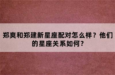 郑爽和郑建新星座配对怎么样？他们的星座关系如何？✅