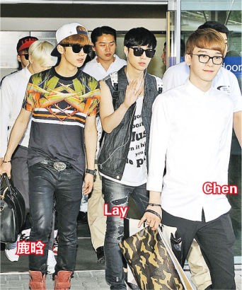 （左起）鹿晗、Lay、Chen