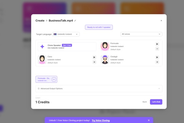 create a voice dub for Ai video