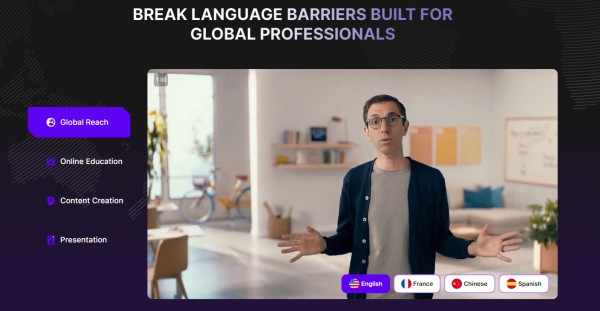 akool video dubbing tool showing multiple language options