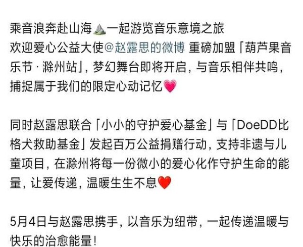 赵露思音乐节捐百万引热议，网友：不借音乐节，就不能捐款吗？