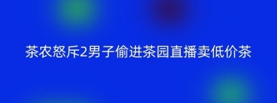 茶农怒斥2男子偷进茶园直播卖低价茶