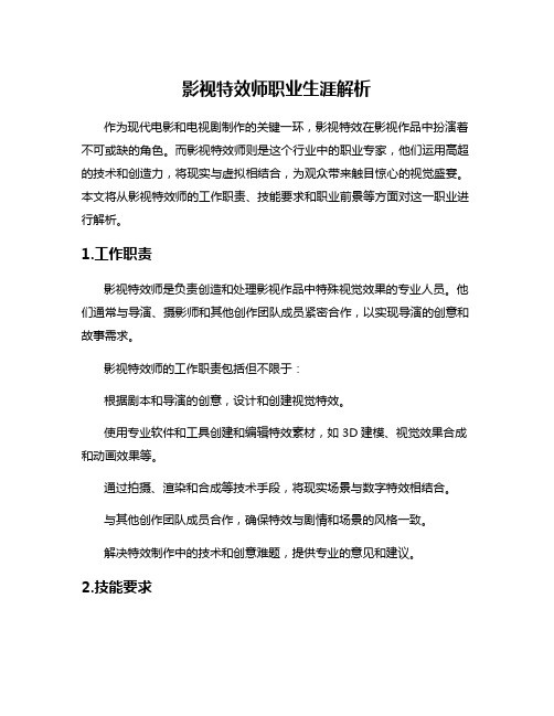 影视特效师职业生涯解析