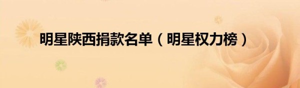 明星陕西捐款名单（明星权力榜）