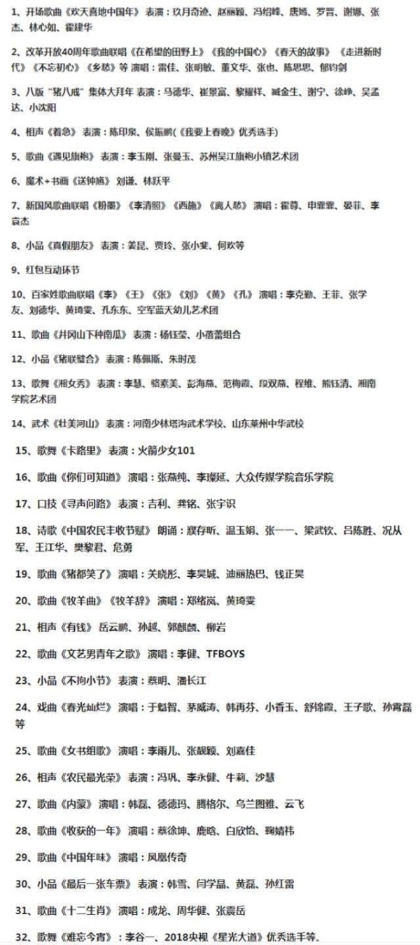 2019央视春晚有哪些明星？附节目清单及明星清单