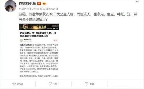 年度公益人物评选，赵薇实力入选，古天乐韩红不在榜单之列