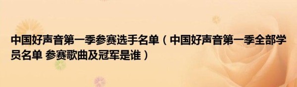 中国好声音第一季参赛选手名单（中国好声音第一季全部学员名单 参赛歌曲及冠军是谁）