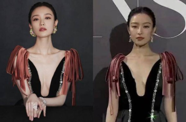 女明星们走红毯的出镜截图和精修图对比：美颜修图太重要