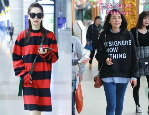 女明星卫衣街拍搭配图片 戚薇宋茜张天爱街拍示范