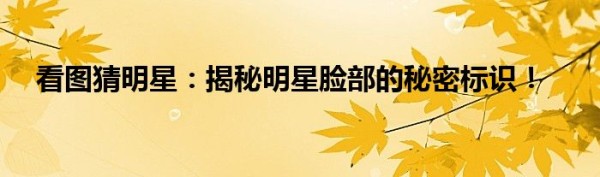 看图猜明星：揭秘明星脸部的秘密标识！