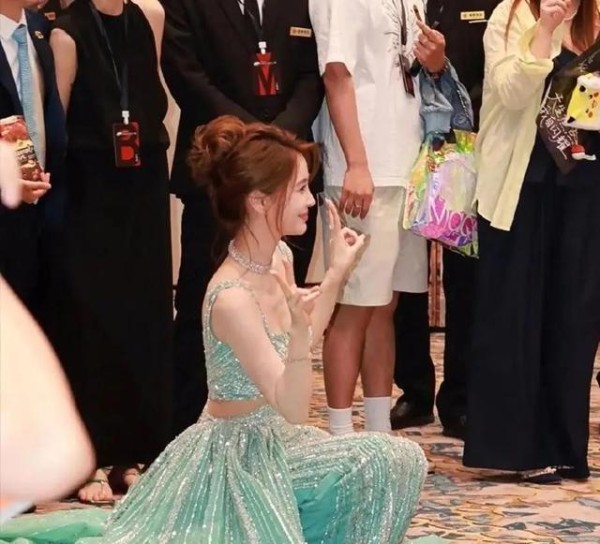 杨颖活动合影姿势