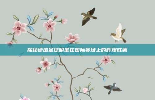 探秘德国足球明星在国际赛场上的辉煌成就