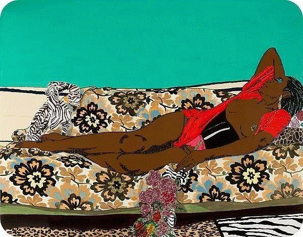米卡琳·汤马斯，Portrait of Mama Bush 1，2010年，莱茵石、丙烯、珐琅、木制