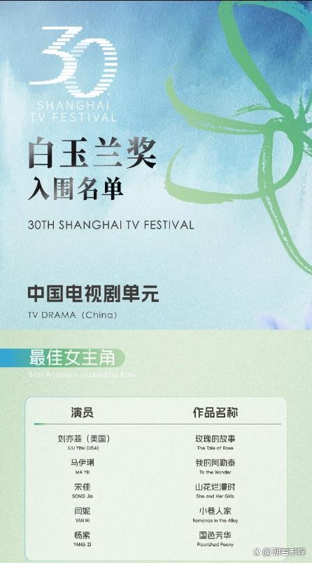 刘亦菲首战白玉兰视后！与宋佳闫妮同台，谁能问鼎？