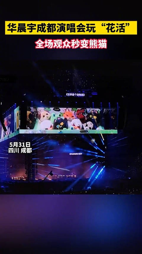华晨宇成都演唱会大屏特效将观众变熊猫