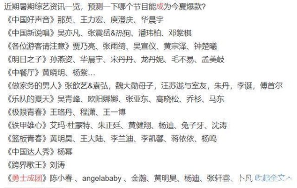 多档暑期综艺曝出嘉宾名单：华晨宇、黄明昊、杨迪很忙，李诞复出