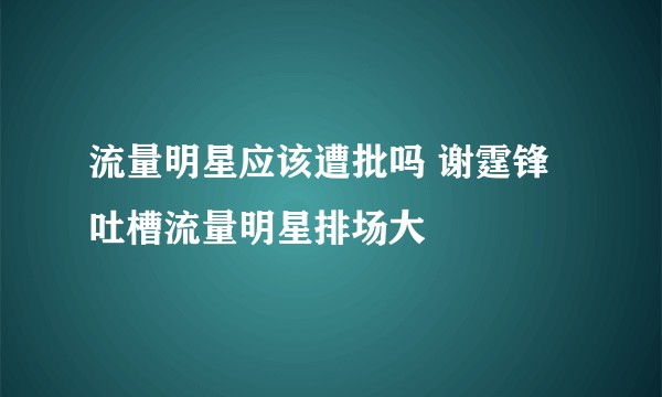 流量明星应该遭批吗 谢霆锋吐槽流量明星排场大