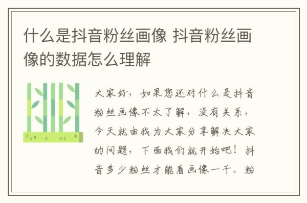 什么是抖音粉丝画像 抖音粉丝画像的数据怎么理解