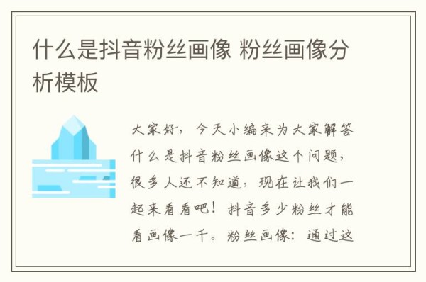 什么是抖音粉丝画像 粉丝画像分析模板