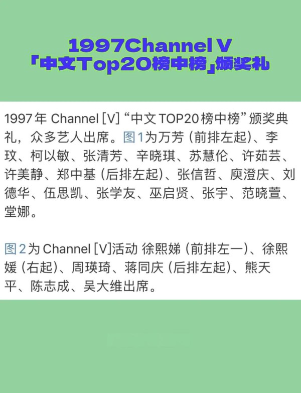 1997华语榜中榜：众星云集的辉煌时刻