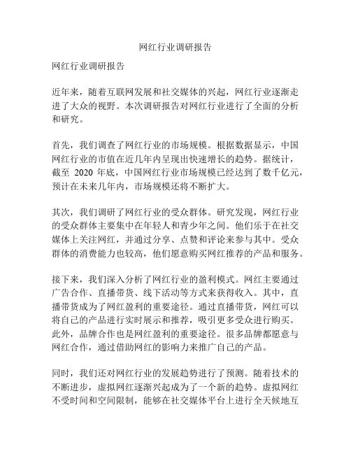 网红行业调研报告