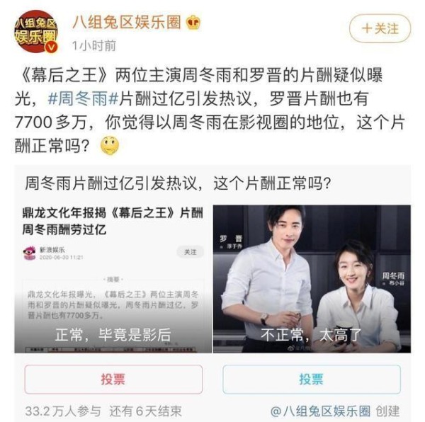 于正再出骚操作，公开明星片酬内部猛料，自曝旗下剧集的最高片酬