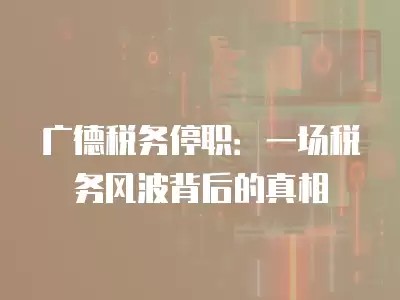 广德税务停职:一场税务风波背后的真相