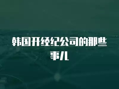 韩国开经纪公司的那些事儿