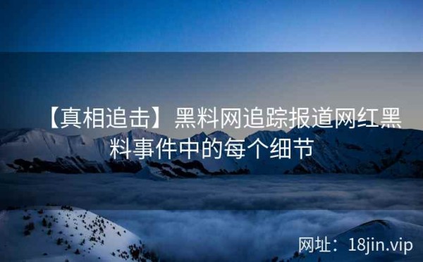 【真相追击】黑料网追踪报道网红黑料事件中的每个细节 第2张