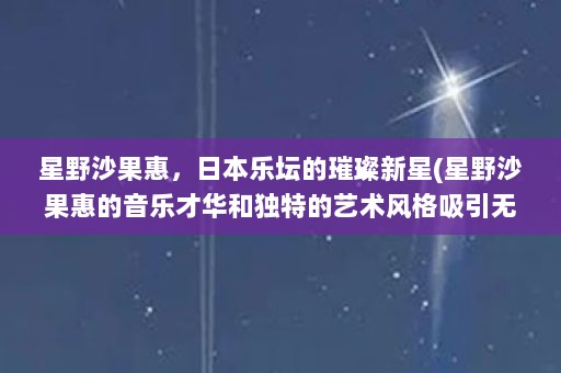 星野沙果惠，日本乐坛的璀璨新星(星野沙果惠的音乐才华和独特的艺术风格吸引无数乐迷的关注)