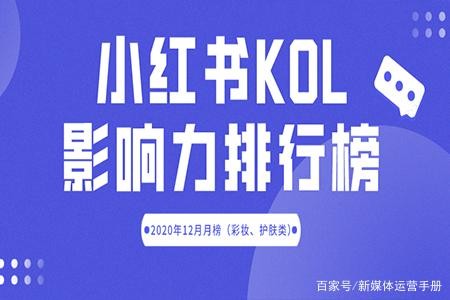 12月小红书彩妆、护肤类KOL影响力视频图文排行榜
