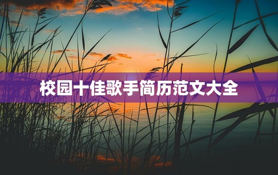 校园十佳歌手简历范文大全