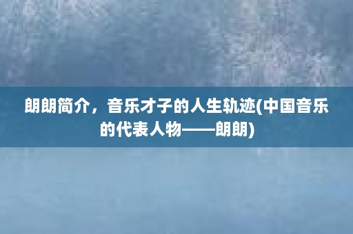 朗朗简介，音乐才子的人生轨迹(中国音乐的代表人物——朗朗)