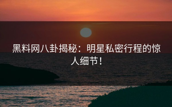 黑料网八卦揭秘：明星私密行程的惊人细节！