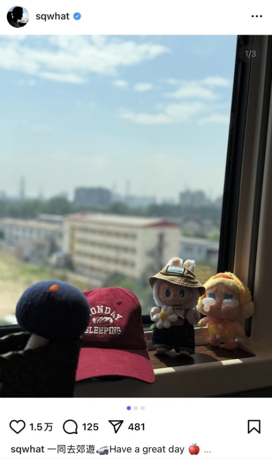 舒淇晒labubu和哭娃合影：一同去郊游！网友：这是怎么火起来了？