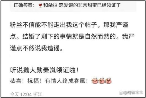 魏大勋秦岚领证风波后续！魏大勋出国工作，女方行程少被怀疑备孕 恋情稳定引发猜测